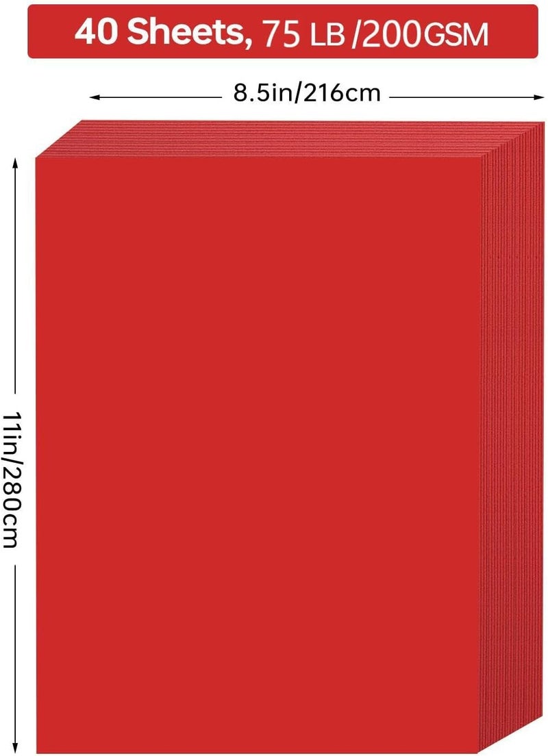 ALEWAPO Red Cardstock 8.5 x 11 Thick Paper, 40 Sheets, ThickPaper 75 LB/200 GSM, Red Cardstock Printer Paper 8.5 x 11, Card Stock for Christmas, Invitations, Menus, Wedding, Craft, Valentines Day - Image 2